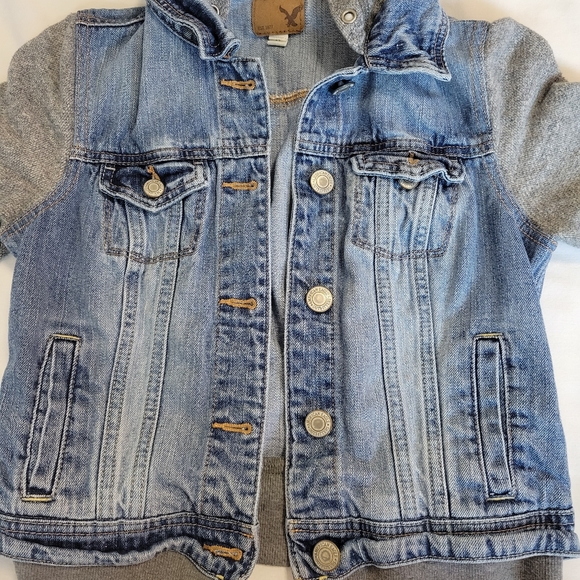 Aeropostale Mixed Blue Jean Jacket/Gray Hoodie S Junior Small 34/32 - Picture 2 of 9